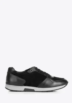 Męskie sneakersy ze skóry zamszowej i licowej czarne>WITTCHEN Clearance