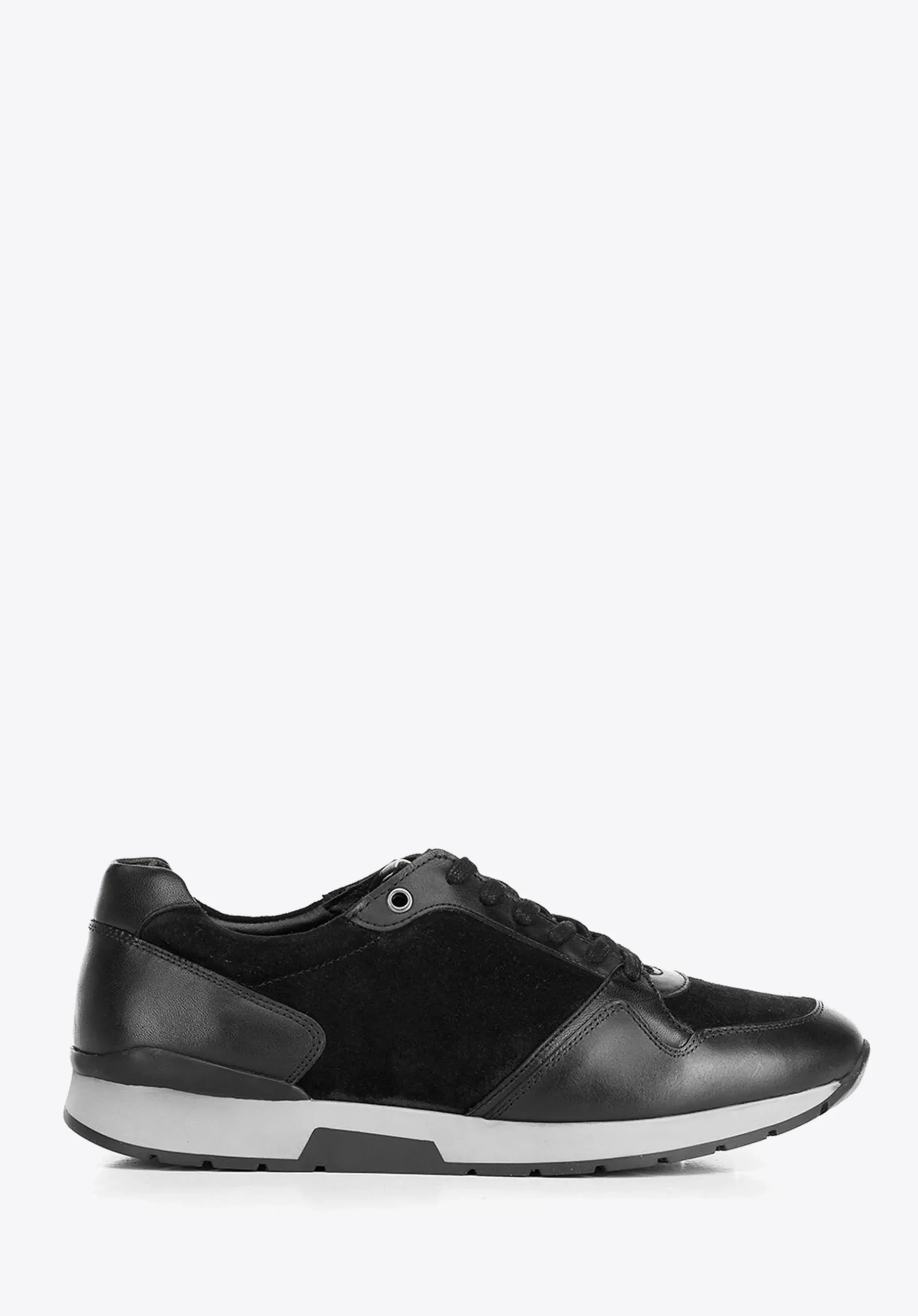 Męskie sneakersy ze skóry zamszowej i licowej czarne>WITTCHEN Clearance