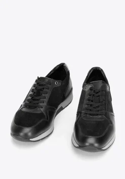 Męskie sneakersy ze skóry zamszowej i licowej czarne>WITTCHEN Clearance