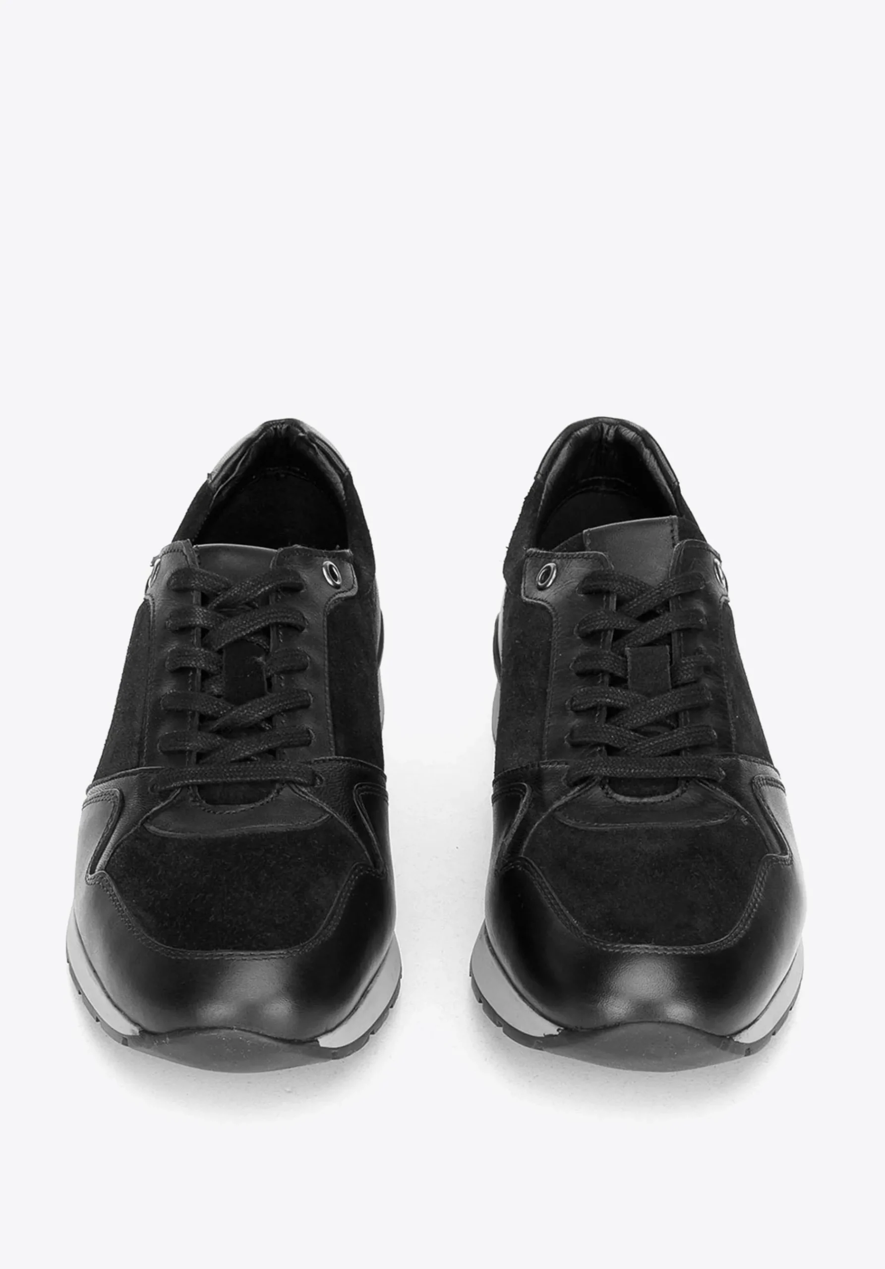 Męskie sneakersy ze skóry zamszowej i licowej czarne>WITTCHEN Clearance