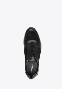 Męskie sneakersy ze skóry zamszowej i licowej czarne><noscript><img width=