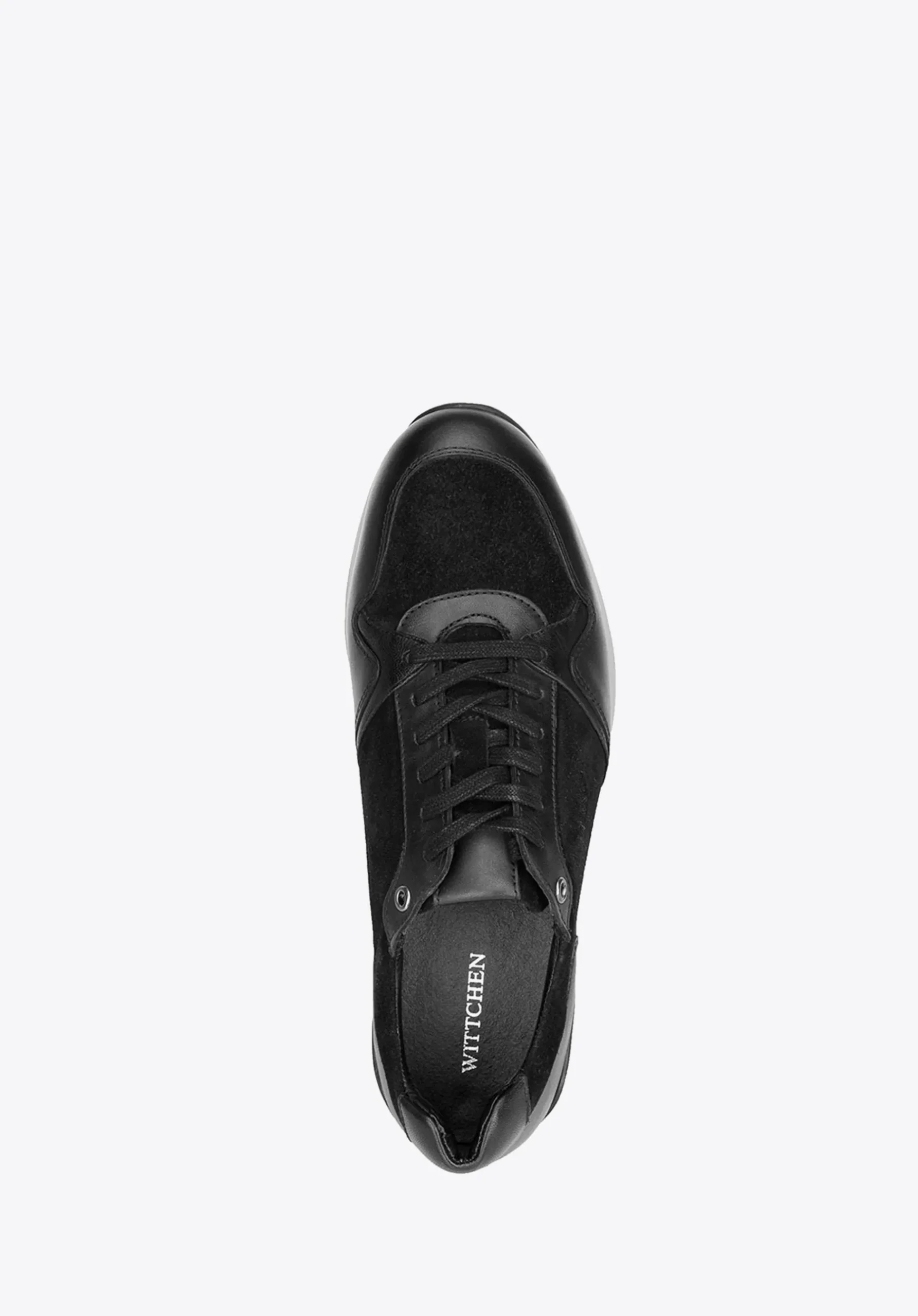 Męskie sneakersy ze skóry zamszowej i licowej czarne>WITTCHEN Clearance