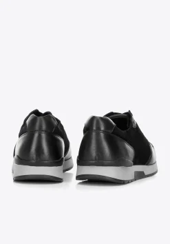 Męskie sneakersy ze skóry zamszowej i licowej czarne><noscript><img width=