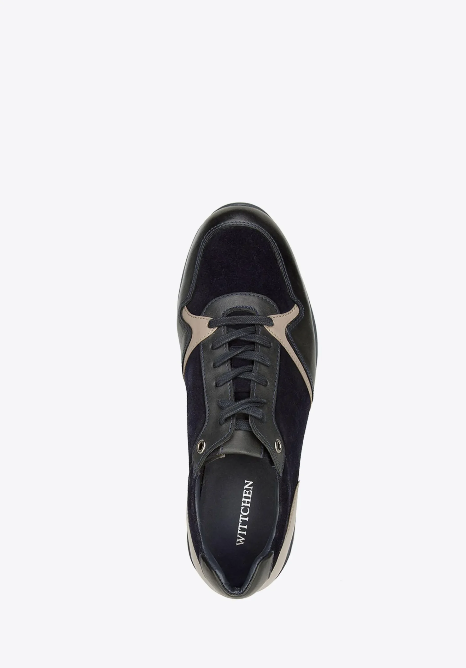 Męskie sneakersy ze skóry zamszowej i licowej granatowe>WITTCHEN Discount