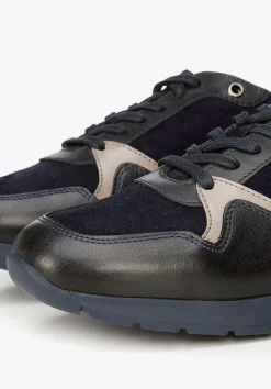 Męskie sneakersy ze skóry zamszowej i licowej granatowe><noscript><img width=