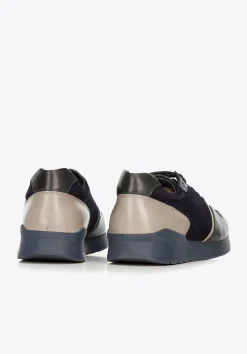 Męskie sneakersy ze skóry zamszowej i licowej granatowe><noscript><img width=