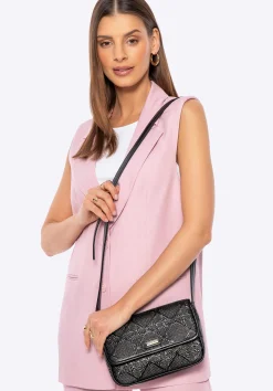 Pleciona crossbody z klapą mała czarna>WITTCHEN Sale