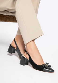 Skórzane czółenka na słupku czarne>WITTCHEN Fashion