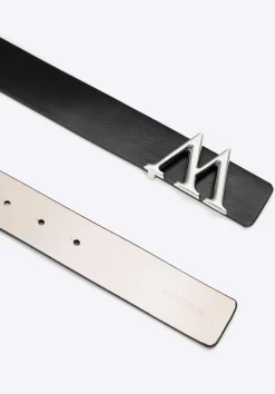 Skórzany pasek z literą „W” na klamrze granatowo - beżowy>WITTCHEN Discount