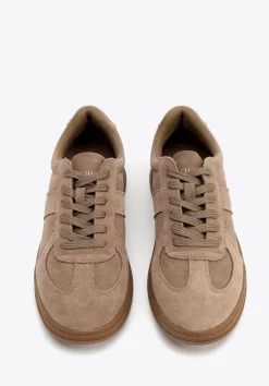Sneakersy męskie ze skóry zamszowej ciemny beż><noscript><img width=