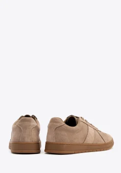 Sneakersy męskie ze skóry zamszowej ciemny beż><noscript><img width=