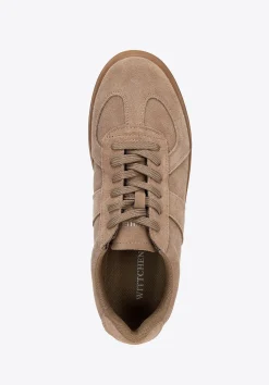 Sneakersy męskie ze skóry zamszowej ciemny beż><noscript><img width=