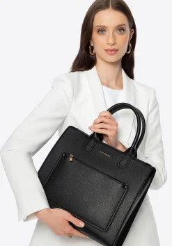 Torba na laptopa 13” z imitacji skóry czarna>WITTCHEN New