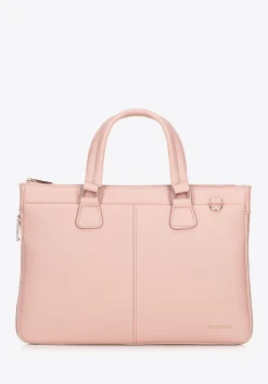 Torba na laptopa 14,5” z imitacji skóry różowa>WITTCHEN Discount