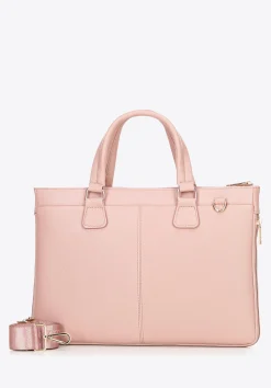 Torba na laptopa 14,5” z imitacji skóry różowa>WITTCHEN Discount