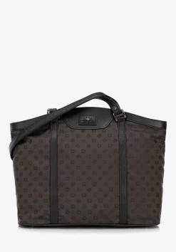Torebka shopperka z żakardu i skóry w monogramy brązowa>WITTCHEN Fashion
