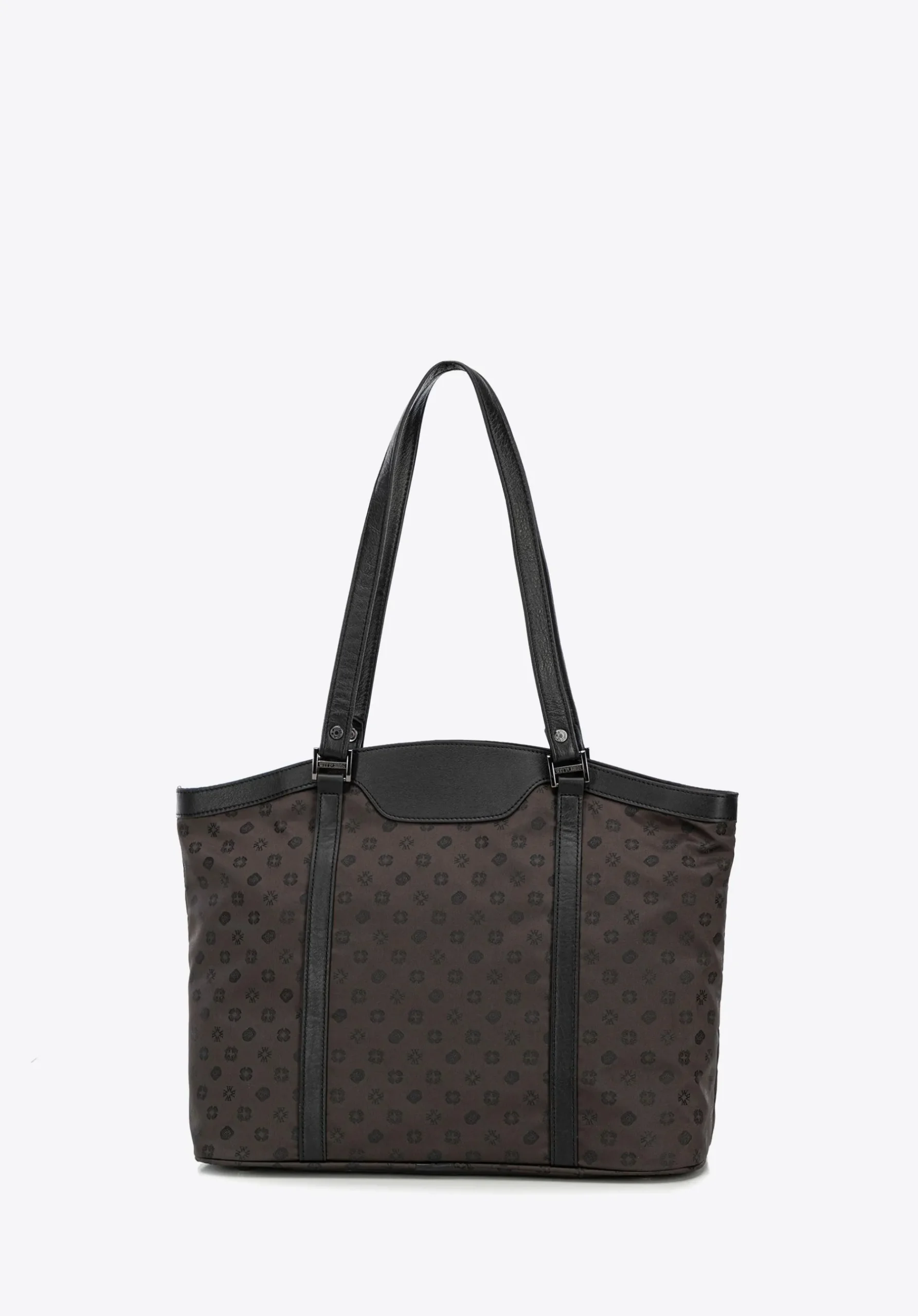 Torebka shopperka z żakardu i skóry w monogramy brązowa>WITTCHEN Fashion