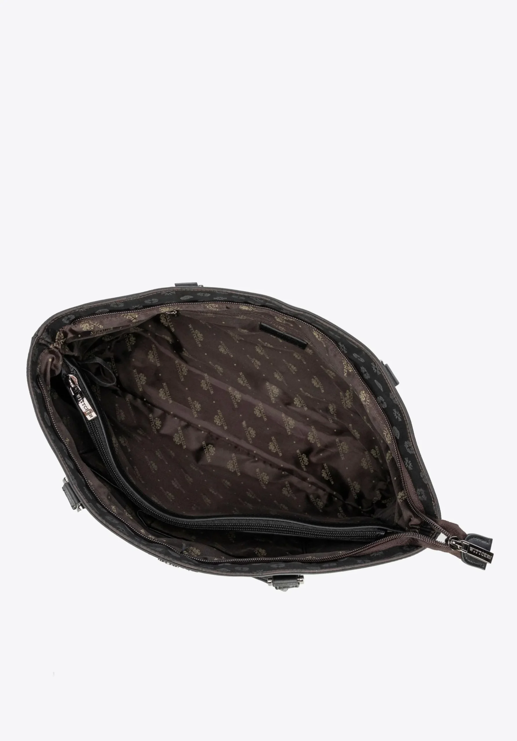 Torebka shopperka z żakardu i skóry w monogramy brązowa>WITTCHEN Fashion