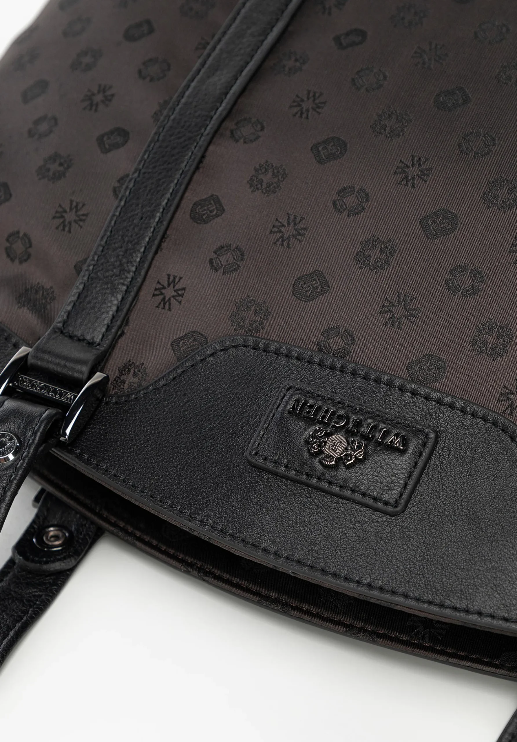 Torebka shopperka z żakardu i skóry w monogramy brązowa>WITTCHEN Fashion