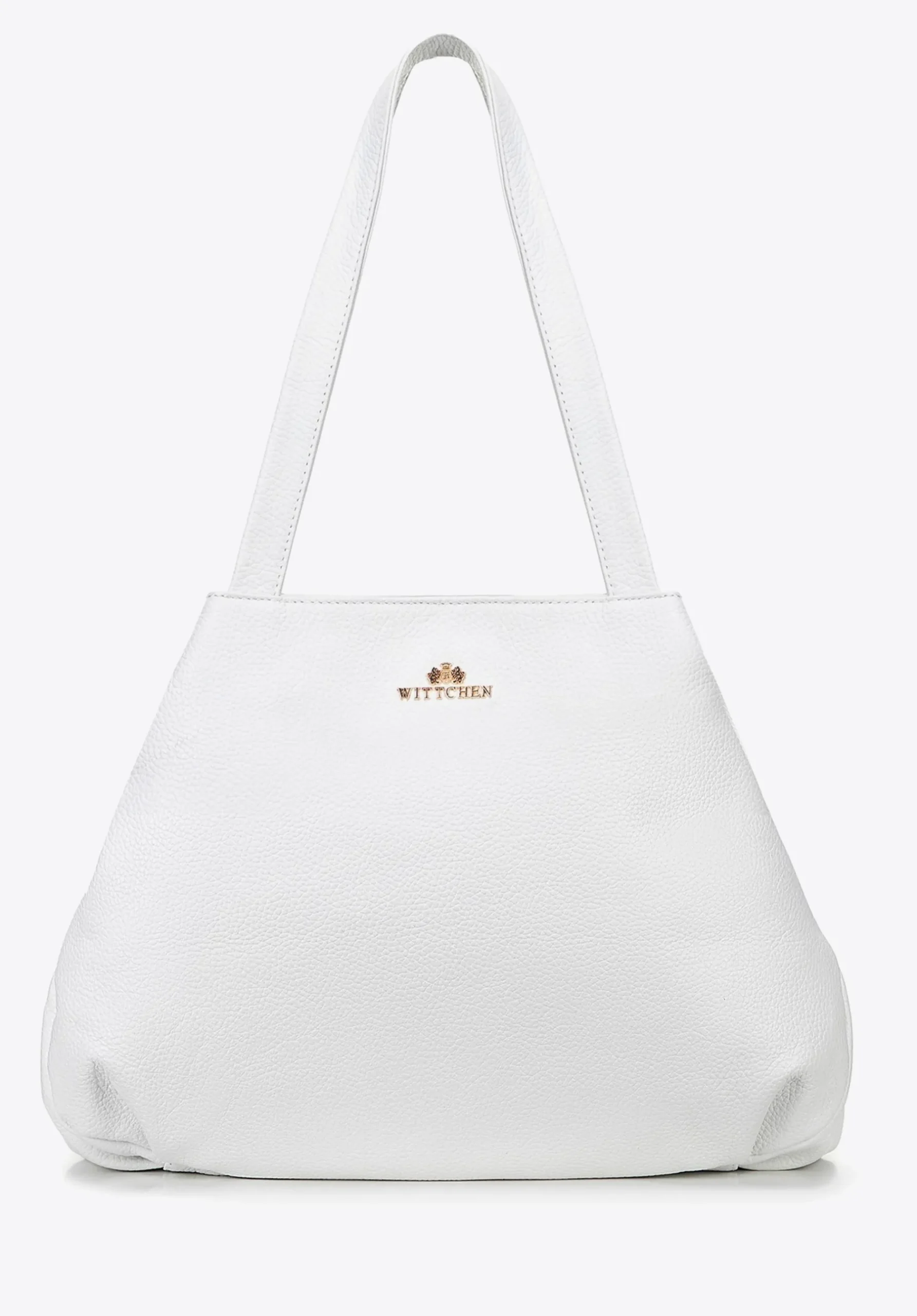 Torebka shopperka ze skóry naturalnej groszkowej biała>WITTCHEN Fashion