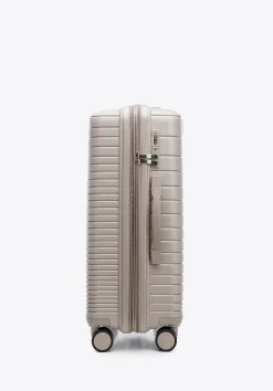 Walizka średnia z polipropylenu z błyszczącymi paskami beżowa>WITTCHEN Sale